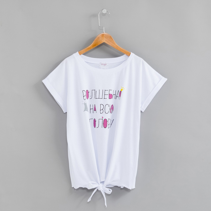 Футболка женская на завязках MINAKU, "Волшебная", размер 46, цвет белый