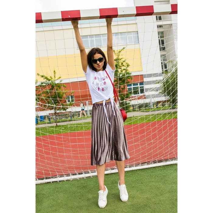 Футболка женская на завязках MINAKU, "Волшебная", размер 46, цвет белый