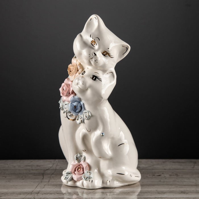 Копилка "Коты Пара " глазурь белая, лепка