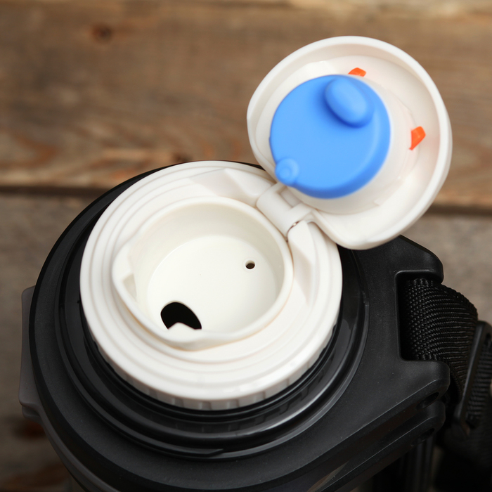 Термос 1600 мл, туристический, 304 сталь, держит тепло 24 ч, серый, 13х29 см