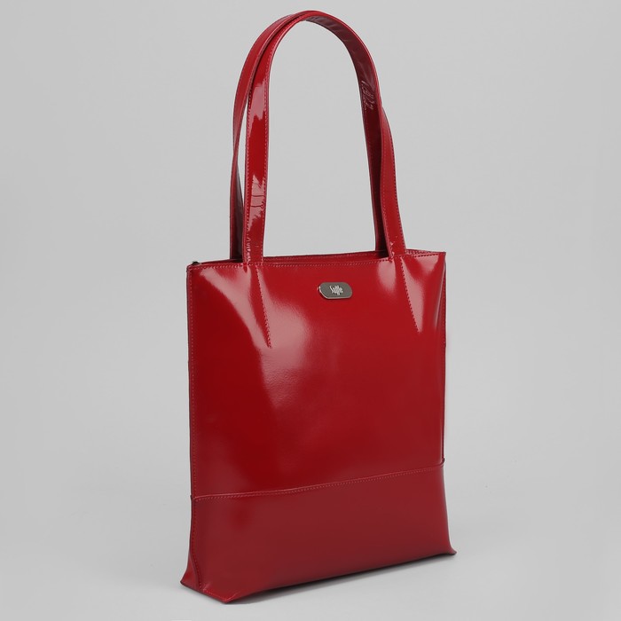 Сумка женская, отдел на молнии, наружный карман, гладкий шик, цвет красный