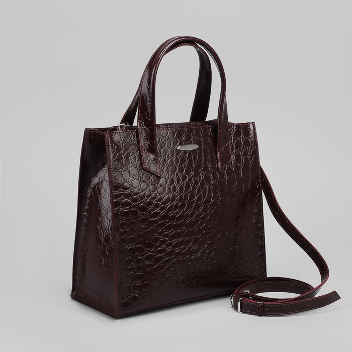 Сумка женская, 2 отдела с перегородками на молнии, наружный карман, цвет бордовый камни/шик,