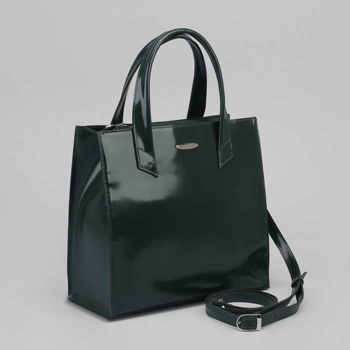 Сумка женская, 2 отдела с перегородками на молнии, наружный карман, изумрудный шик,