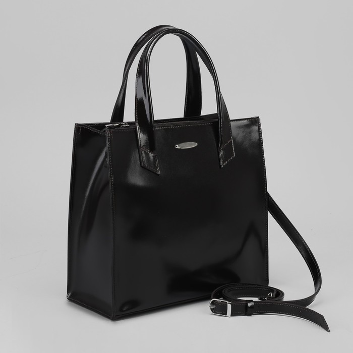 Сумка женская, 2 отдела с перегородками на молнии, наружный карман, гладкий шик, цвет коричневый