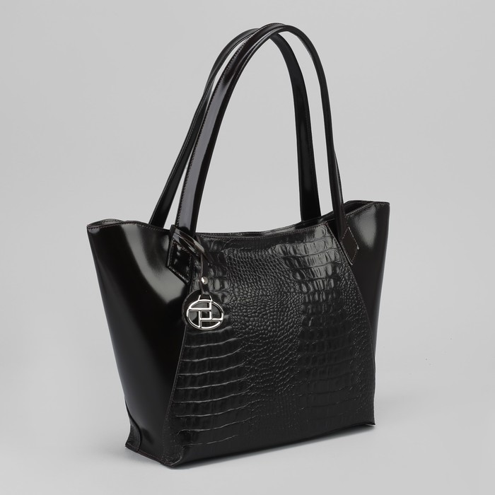 Сумка женская, отдел с перегородкой на молнии, наружный карман, кайман/шик/гладкий шик, цвет коричневый