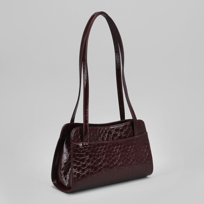 Сумка женская, 2 отдела с перегородками на молнии, наружный карман, камни/шик, цвет бордовый