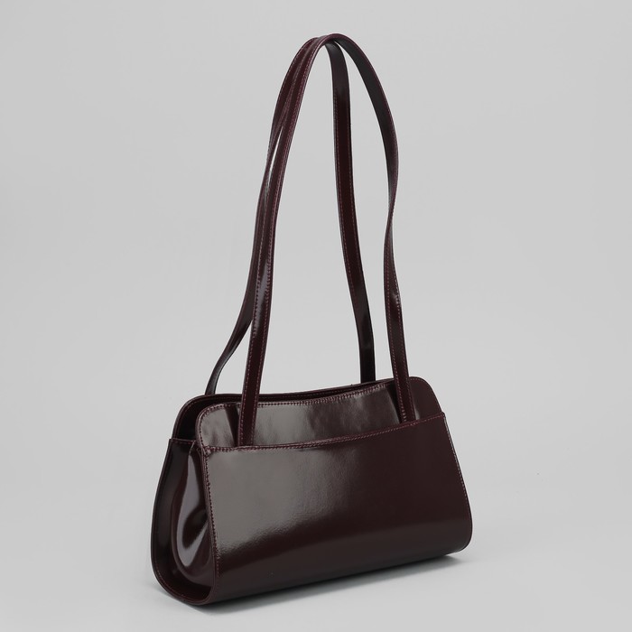 Сумка женская, 2 отдела с перегородками на молнии, наружный карман, гладкий шик, цвет бордовый