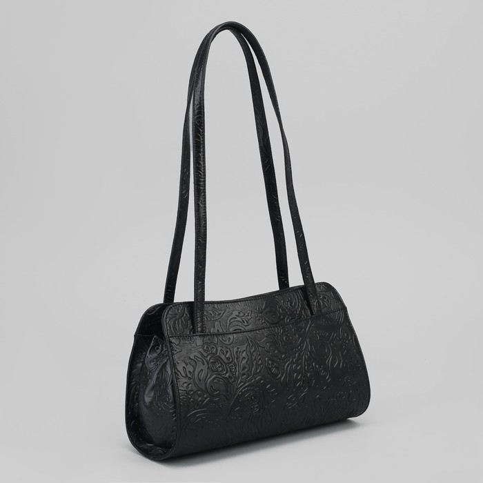 Сумка женская, 2 отдела с перегородками на молнии, наружный карман, шик, цвет чёрный