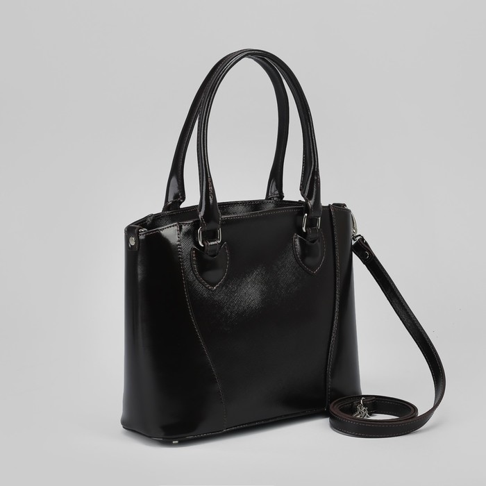 Сумка женская, отдел с перегородкой на молнии, наружный карман, сафьян шик/гладкий шик, цвет коричневый