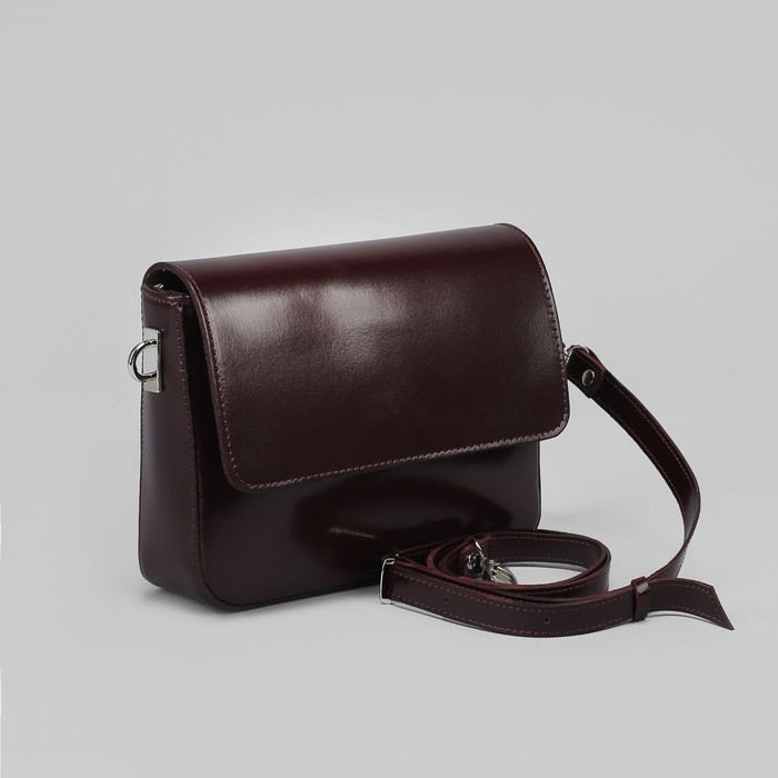 Сумка женская, отдел на молнии, наружный карман, длинный ремень, гладкий шик, цвет бордовый