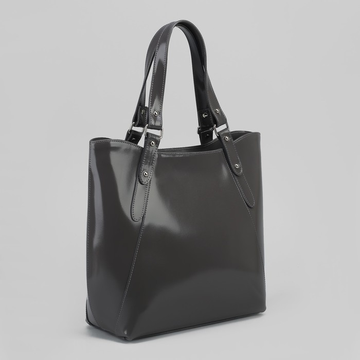 Сумка женская, отдел с перегородкой на молнии, наружный карман, гладкий шик, цвет тёмно-серый