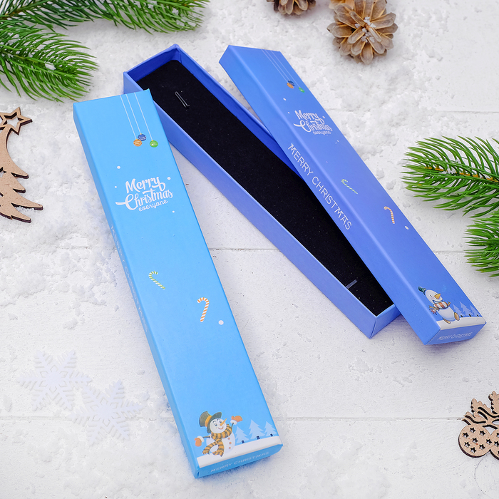 Коробочка новогодняя под браслет/цепочку "Счастливого Рождества" 21*4*3см, рис МИКС