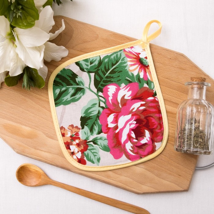 Прихватка 17х17см "Розалия", цвет красный