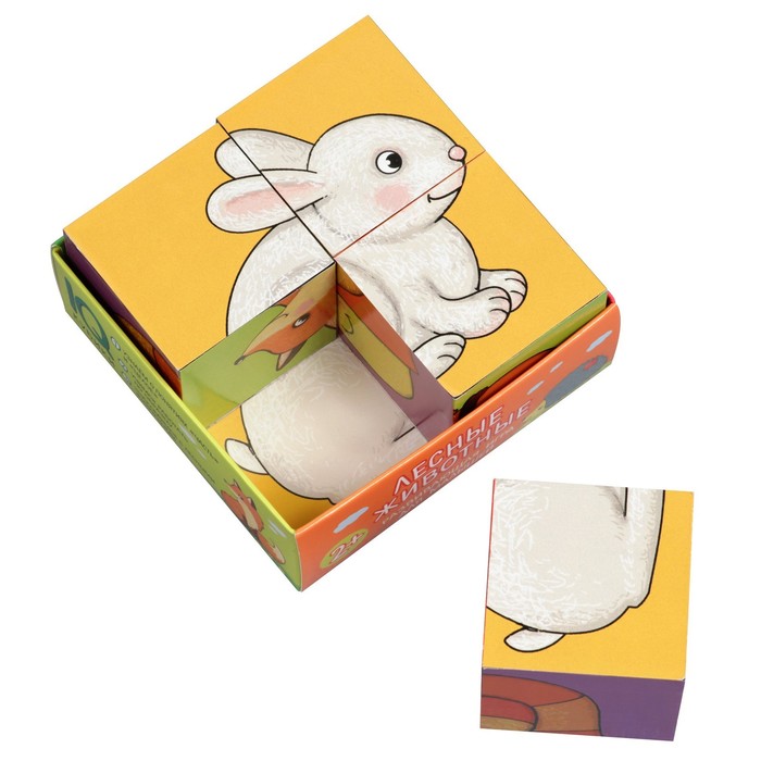 Кубики 4 шт. "Лесные животные" 26643