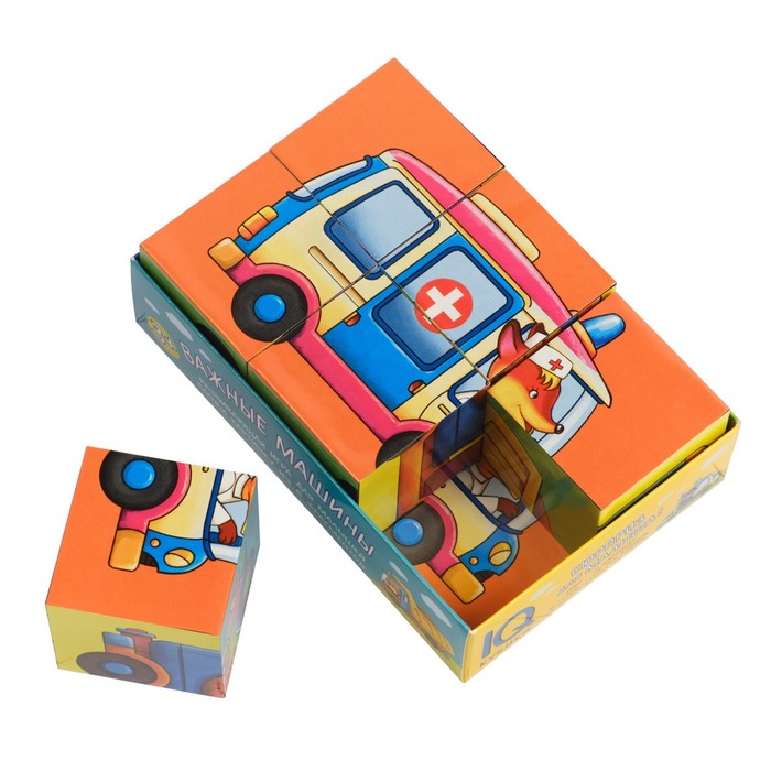 Кубики 6 шт. "Важные машины"