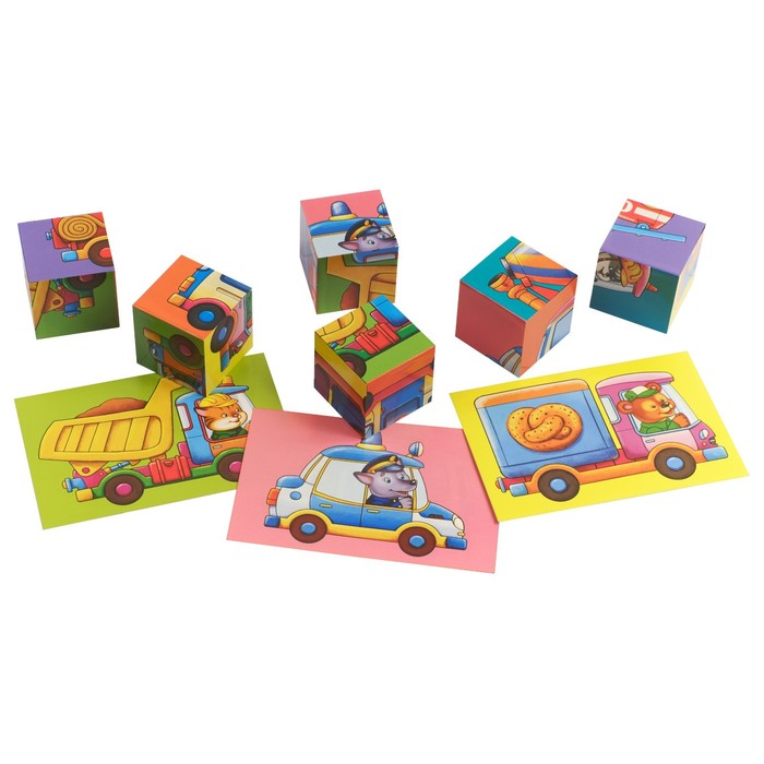 Кубики 6 шт. "Важные машины"