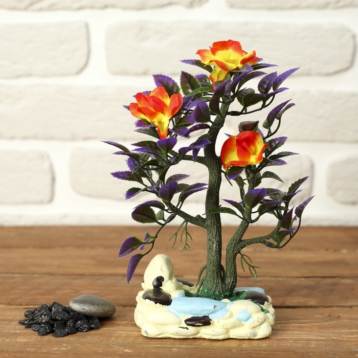 Бонсай "Осеннее деревце с розами" 8*10*19 см