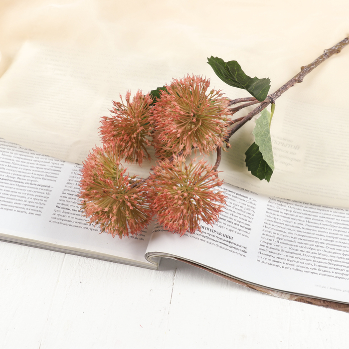 Декор веточка "Распустившийся гемантус" 50 см, розовый