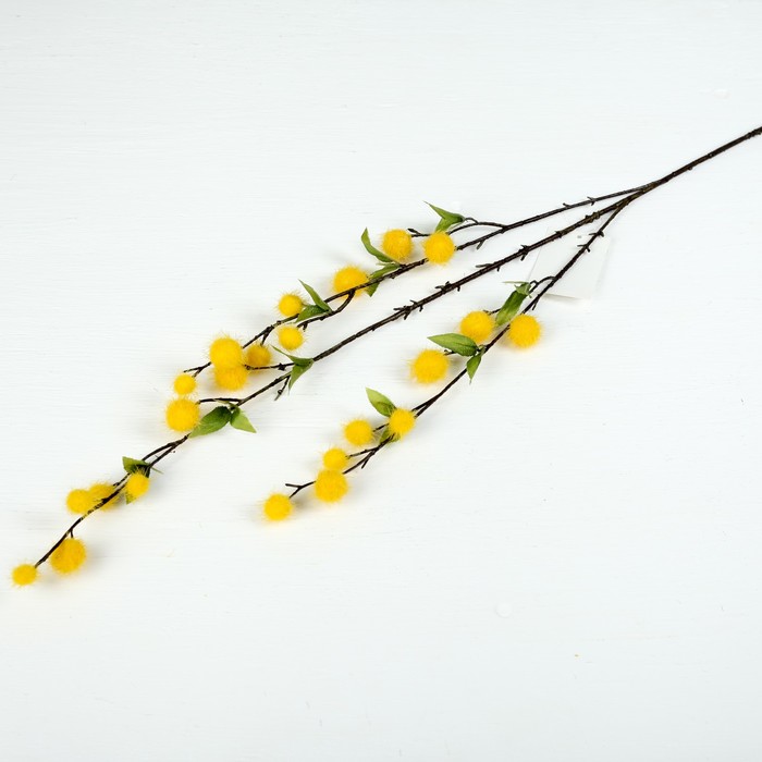 Декор веточка "Платан" 100 см, жёлтый