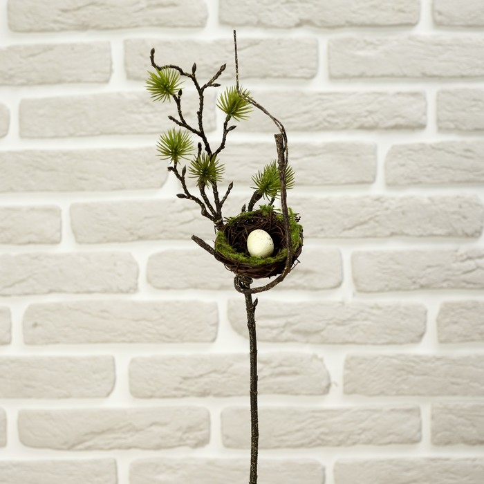 Декор "Ветка сосны с гнездом" 50 см