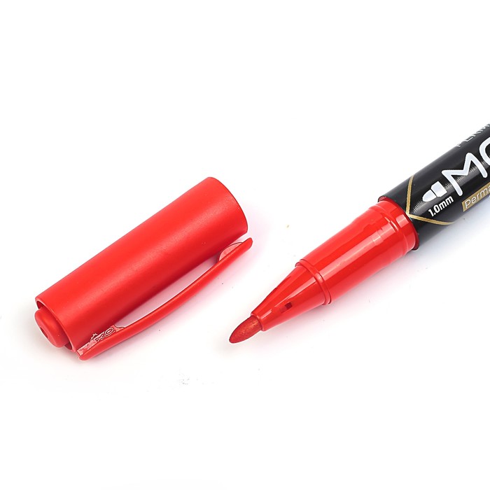 Маркер перманентный двухсторонний 0.5 мм/1.0 мм Deli Mate EU10440 красный