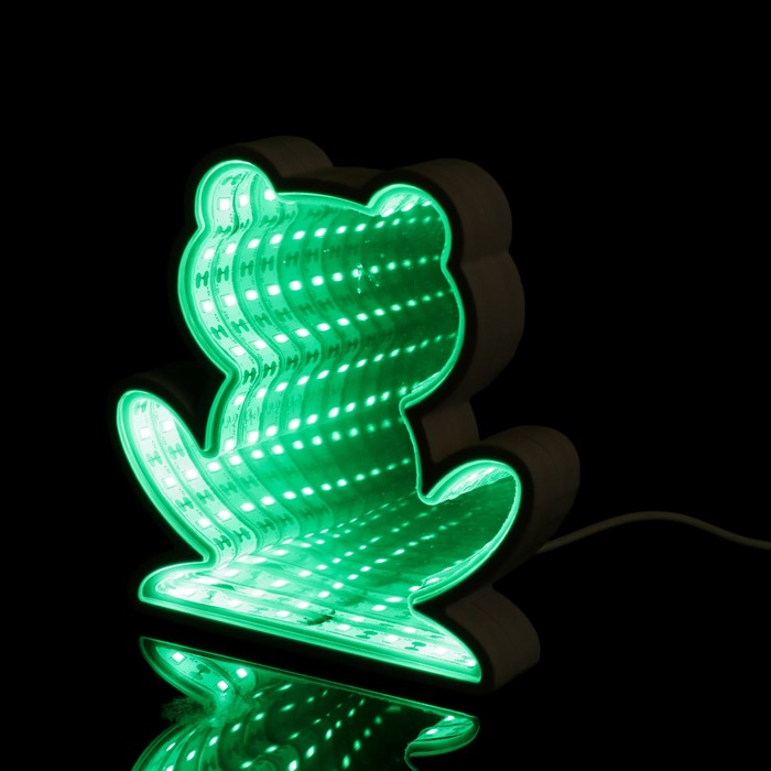 Ночник "Лягуха с эффектом бесконечности" 25хLED (зеленый свет) от USB белый 2,7х14,3х14,3см