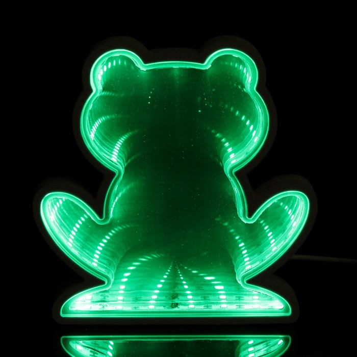 Ночник "Лягуха с эффектом бесконечности" 25хLED (зеленый свет) от USB белый 2,7х14,3х14,3см