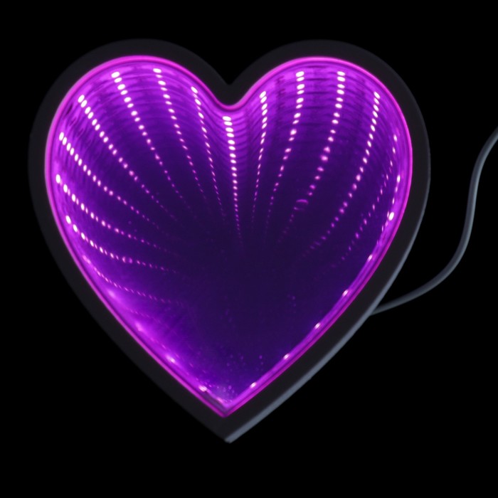 Ночник "Сердце с эффектом бесконечности" 25хLED USB белый 2,7х15х15 см