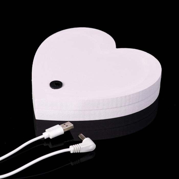 Ночник "Сердце с эффектом бесконечности" 25хLED USB белый 2,7х15х15 см