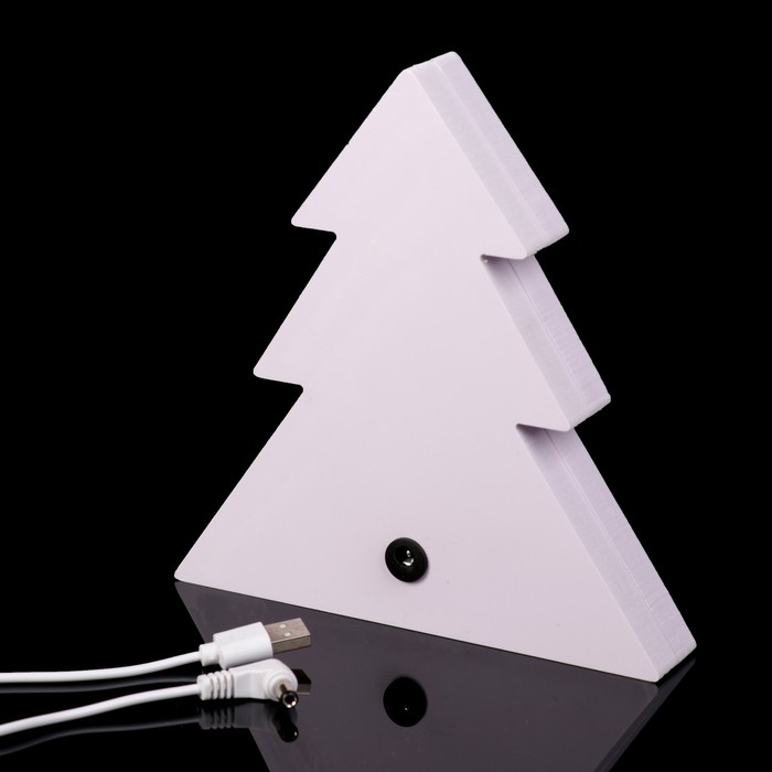 Ночник "Елочка с эффектом бесконечности" 25хLED (зеленый свет) от USB белый 2,7х16,8х17,3см