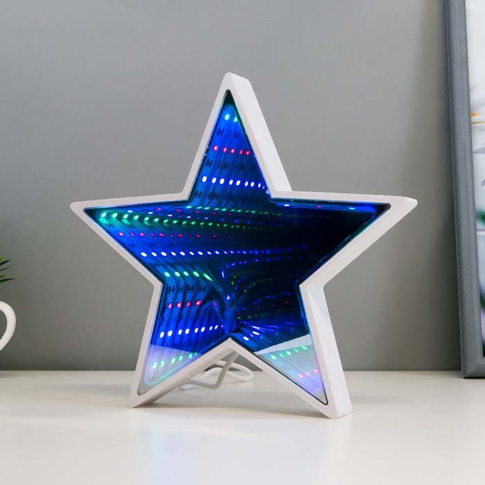 Ночник "Звезда с эффектом бесконечности" 25хLED от USB белый 2,7х18х17 см