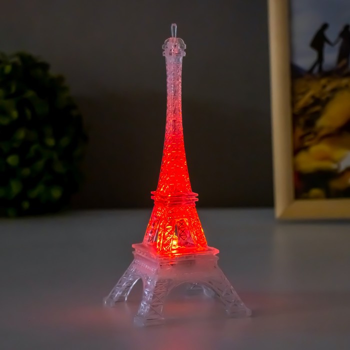 Ночник акрил "Эйфелева башня" LED RGB 3хAG13 7х7х18 см