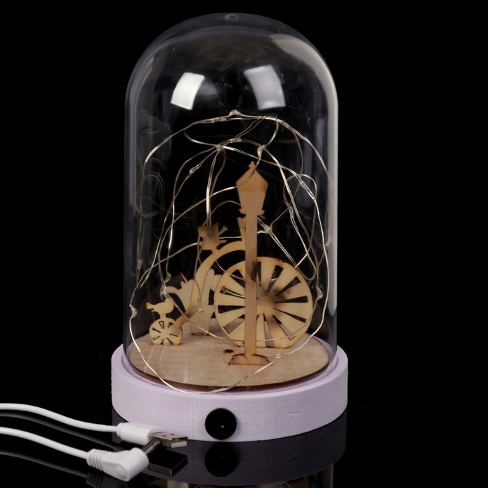 Ночник "Велосипед" LED USB (в комплекте) белый 12х12х18,5 см