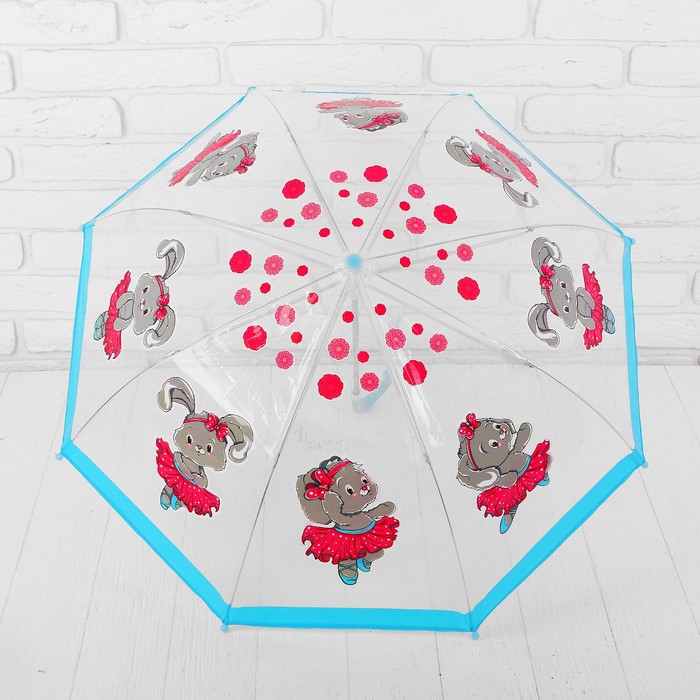 Зонт детский прозр. Зайка танцует, 46 см 53584
