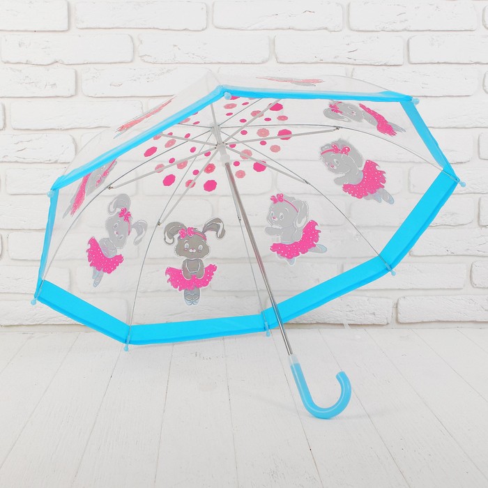 Зонт детский прозр. Зайка танцует, 46 см 53584