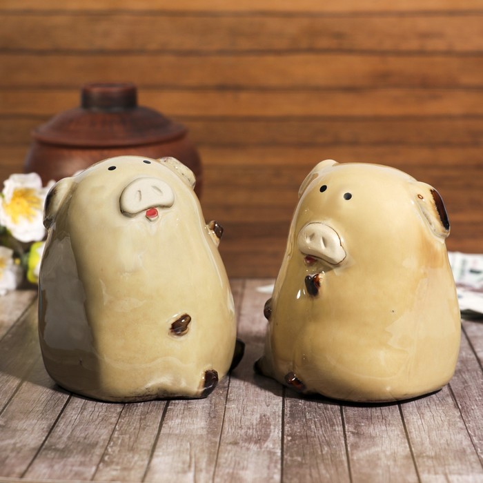 Копилка керамика "Две свинки" набор 2 шт 11,2х20,3х9,5 см