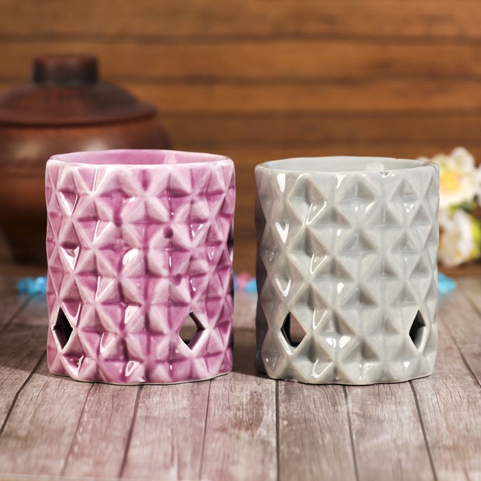 Аромалампа керамика "Сетка. Ромбы" МИКС 8,8х7,5х7,5 см