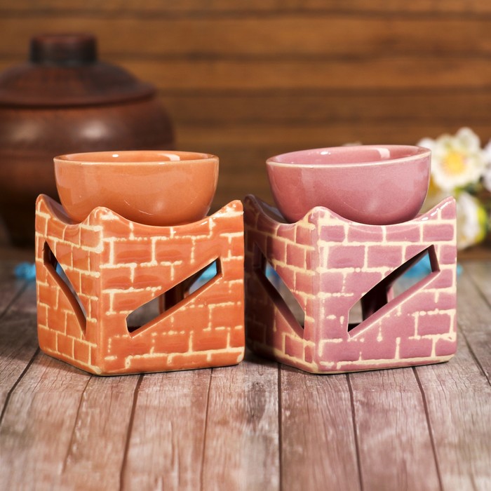 Аромалампа керамика "Кирпичная кладка" МИКС 8,5х6,5х6,5 см