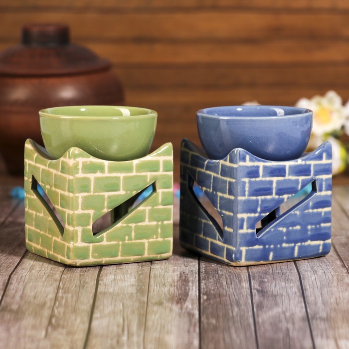 Аромалампа керамика "Кирпичная кладка" МИКС 8,5х6,5х6,5 см