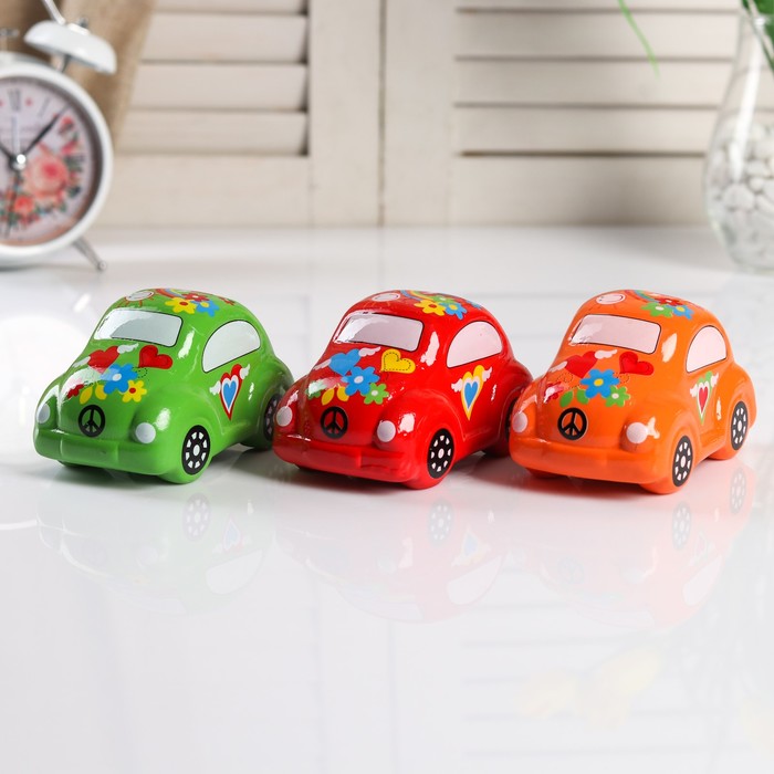 Копилка керамика "Машинка в цветах" МИКС 6,5х11х6,5 см