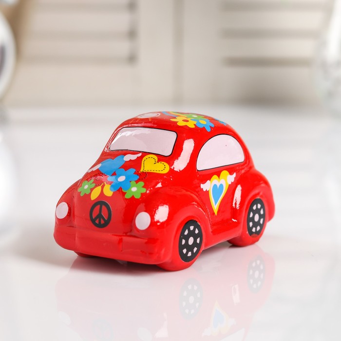 Копилка керамика "Машинка в цветах" МИКС 6,5х11х6,5 см