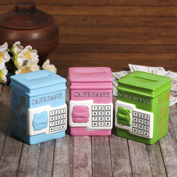 Копилка керамика "Сейф с кодовым замком" МИКС 9,2х5,8х6,5 см