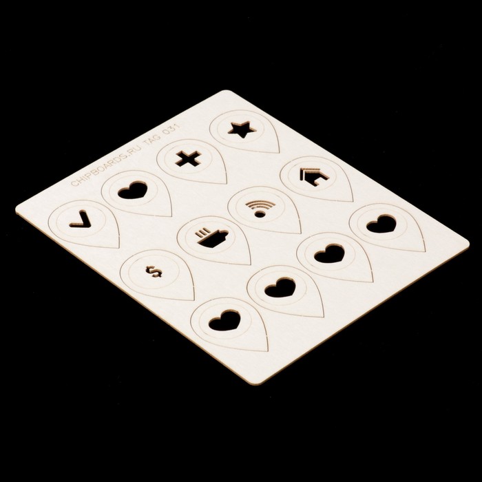 Чипборд картон "Геотеги (2)" 12 шт, 2х3 см (TAG_031)