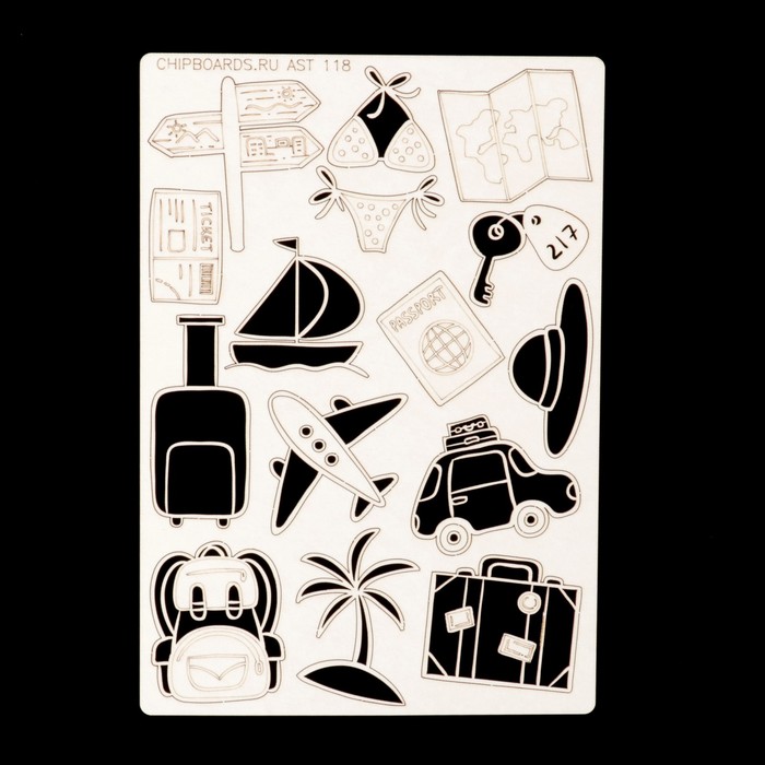 Чипборд картон "Отпускная " от 2х3 до 3,5х5,5 см (AST_118)