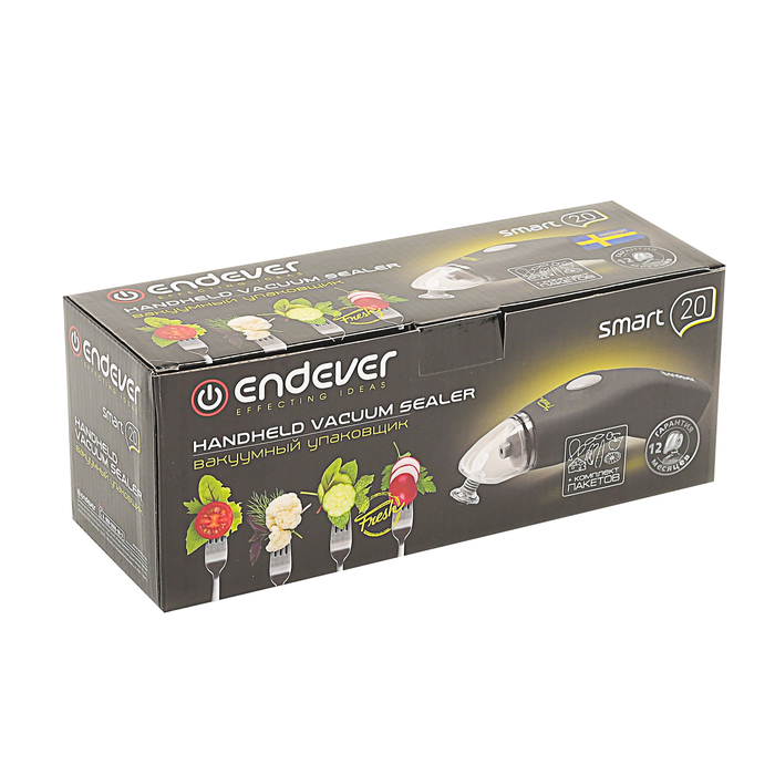 Вакуумный упаковщик Endever SMART-20, от батареек АА-6 шт, пакеты в компл, черный