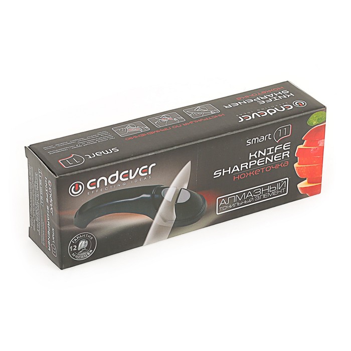 Ножеточка Endever SMART-11, антискользящая поверхность,алмазный точильный элемент, черная
