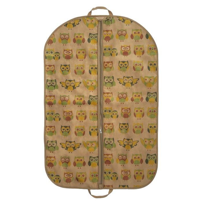 Чехол для одежды 90*60 с молнией "Сова", цвет бежевый