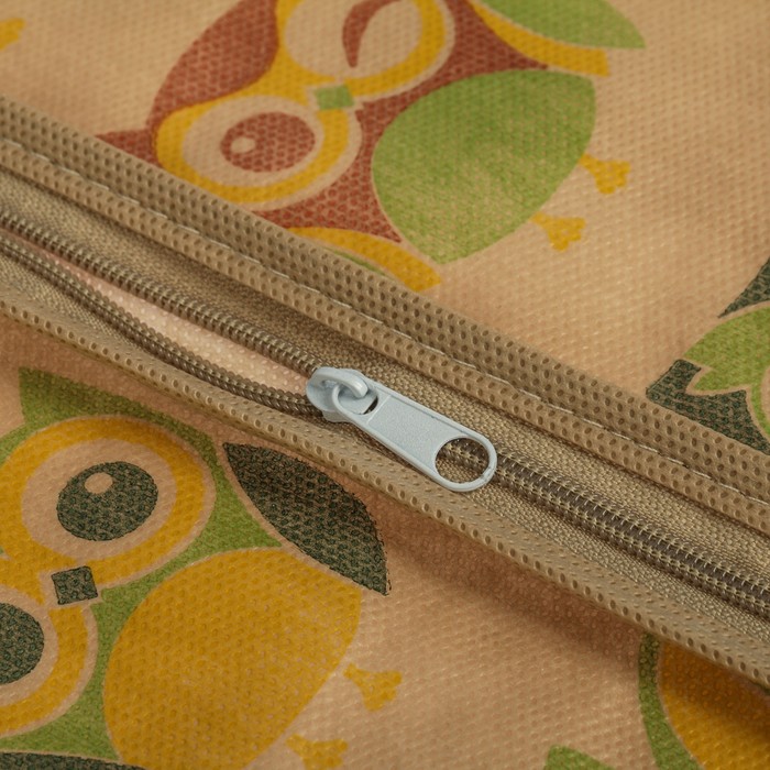 Чехол для одежды 90*60 с молнией "Сова", цвет бежевый