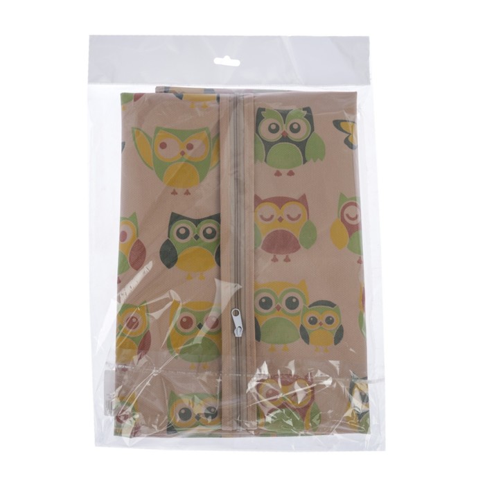 Чехол для одежды 90*60 с молнией "Сова", цвет бежевый