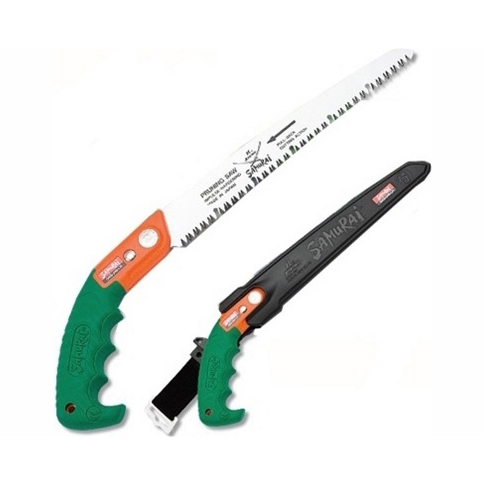 Ножовка, прямым полотном и с засечками для отвода стружки, L=240мм, шаг 4мм, в чехле, с поясным кре